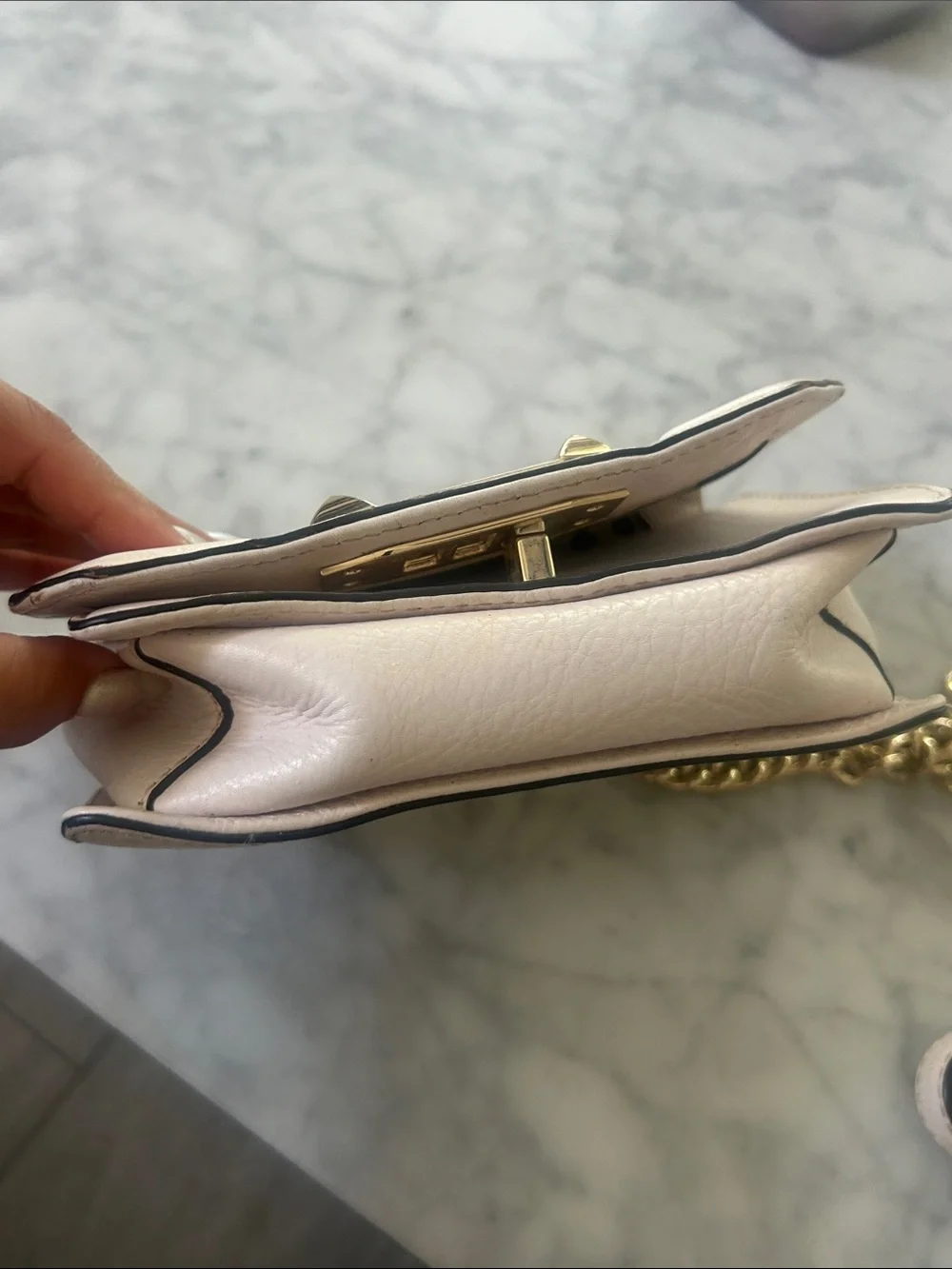 Rare Rebecca Minkoff Quilted Crossbody in Off White with Gold Hardware